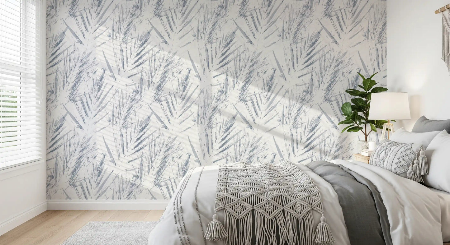Papier peint monochrome texturé à feuillage de palmiers⁠