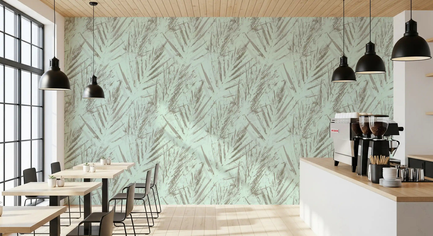 Papel de parede abstrato de folhas de palmeira etéreas