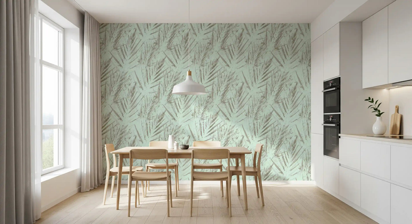 Papel de parede abstrato de folhas de palmeira etéreas