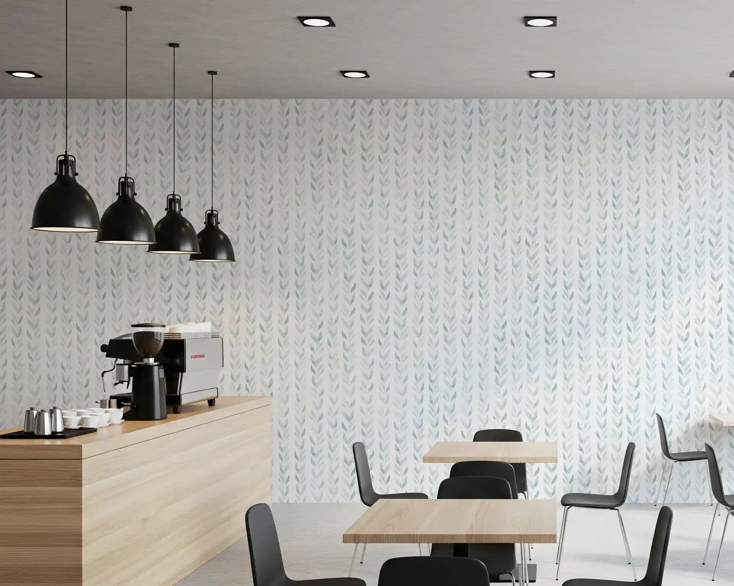 Papel de parede Serene Sage Leaf Vertical Trails