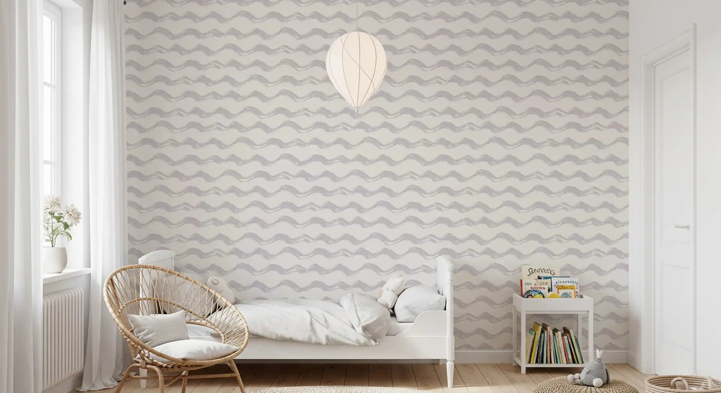 Papel de parede com pinceladas suaves de ondas em aguarela