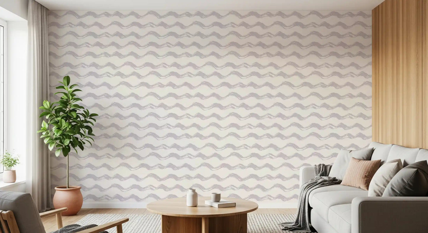 Papel de parede com pinceladas suaves de ondas em aguarela