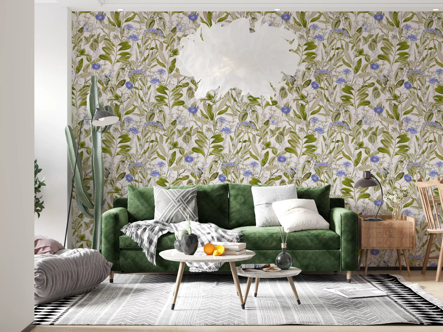 Ruhige blaue Blumenstudie „Wiese“ – Tapete