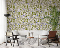 Ruhige blaue Blumenstudie „Wiese“ – Tapete