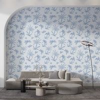 Breezy Blue Palm Orchard Wallpaper⁠