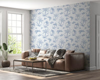Breezy Blue Palm Orchard Wallpaper⁠