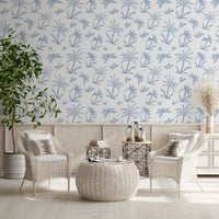 Breezy Blue Palm Orchard Wallpaper⁠