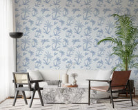 Breezy Blue Palm Orchard Wallpaper⁠