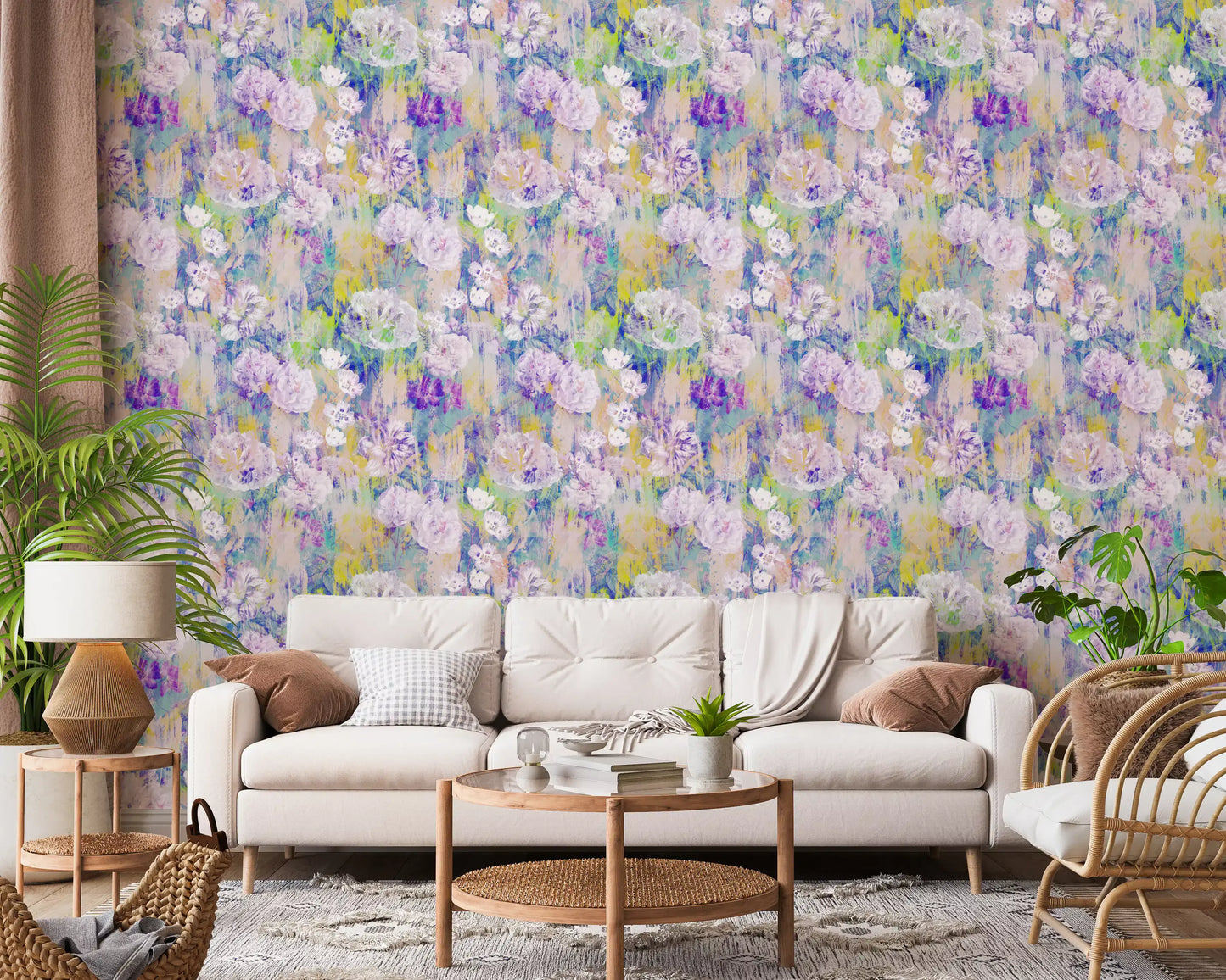 Abstract Painted Peony Bloom Wallpaper⁠