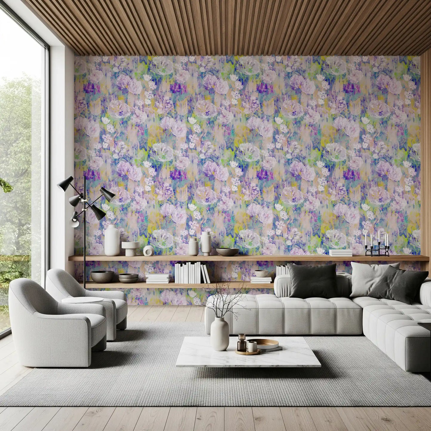 Abstract Painted Peony Bloom Wallpaper⁠