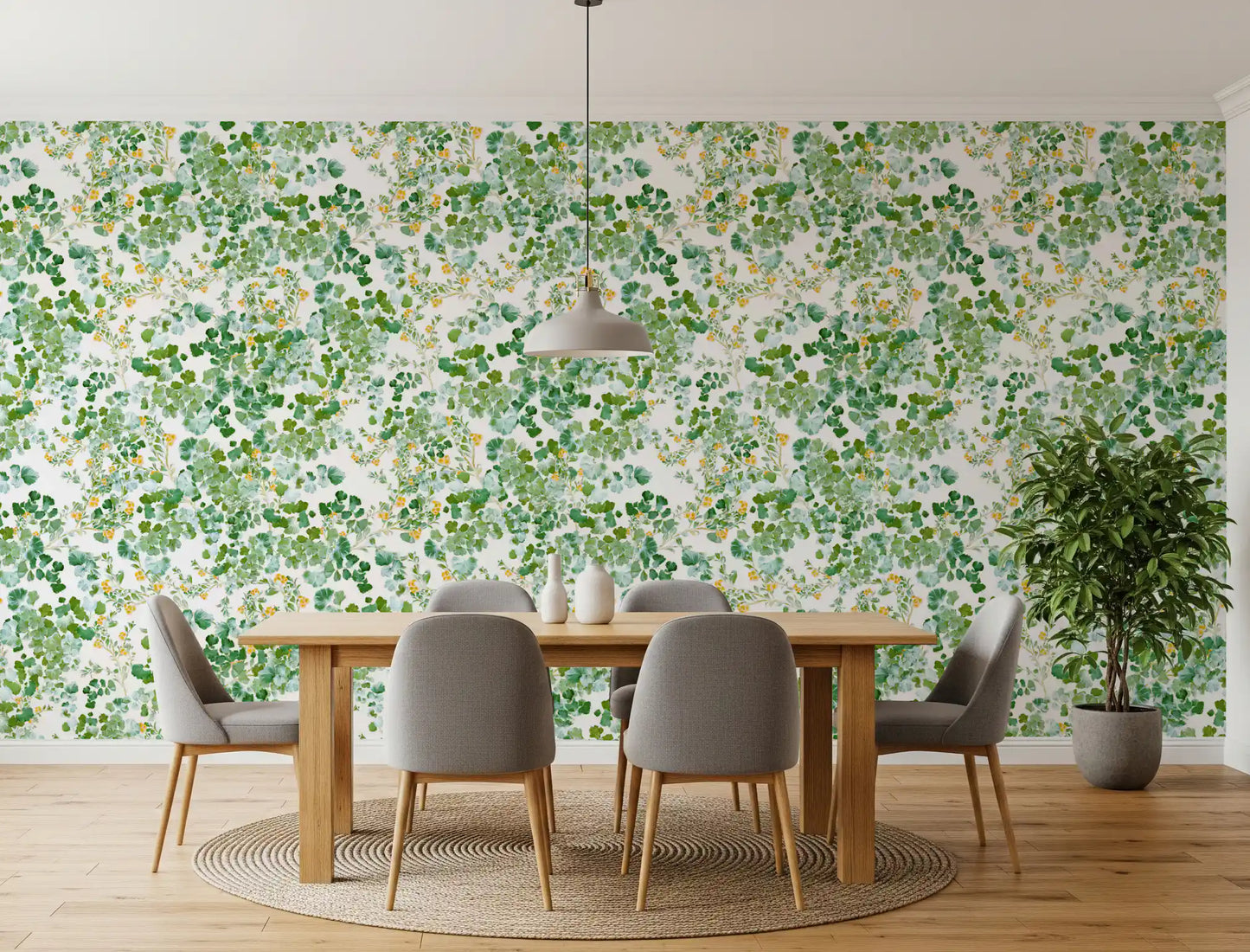 Verdant Woodland Foliage and Berries Wallpaper⁠