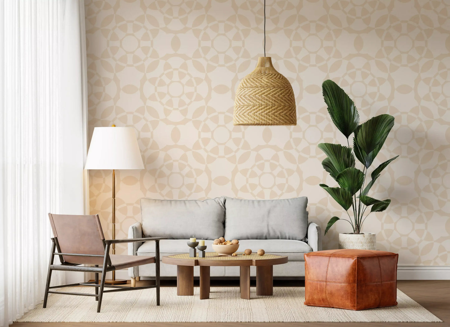 Cream Geometric Arcs Wallpaper⁠