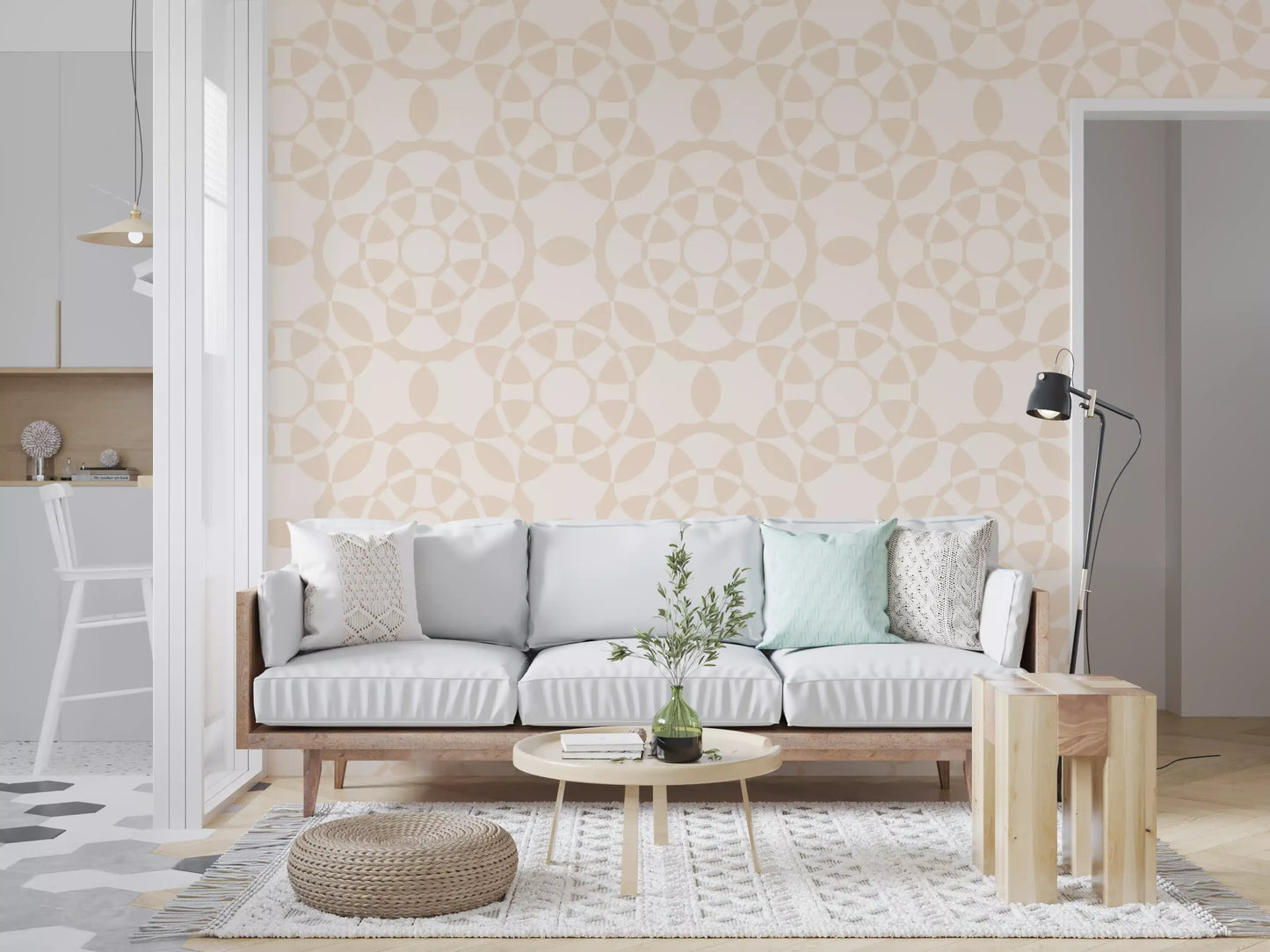 Cream Geometric Arcs Wallpaper⁠