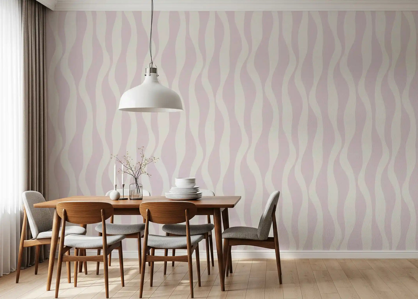 Minimalistisk tapet med bløde lyserøde bølger