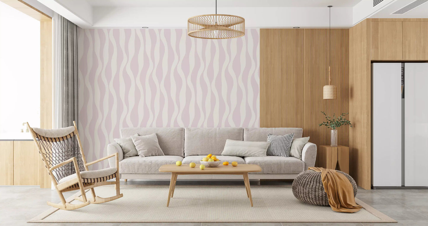 Minimalistisk tapet med bløde lyserøde bølger