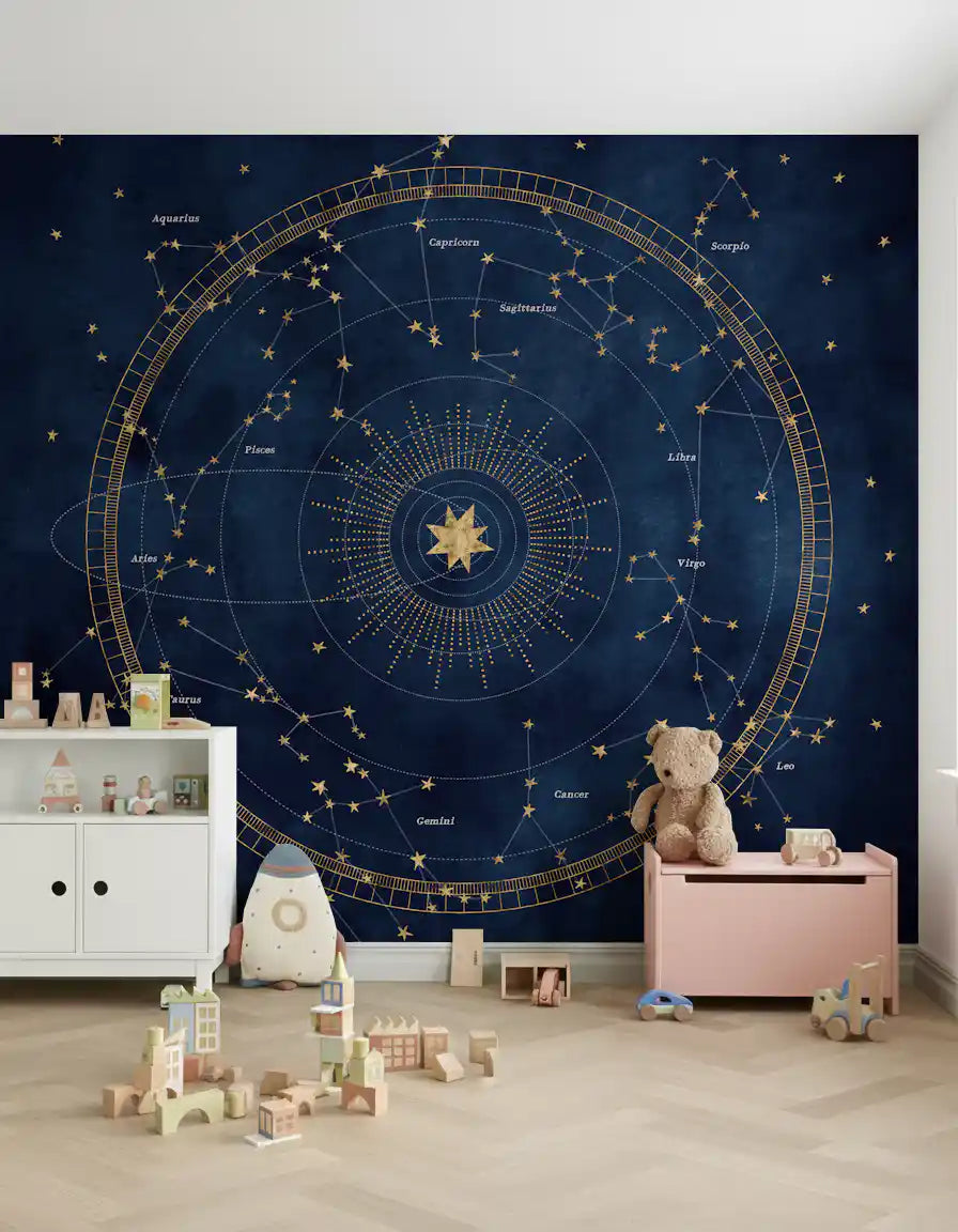 Cobalt Astro Wheel Wall Mural