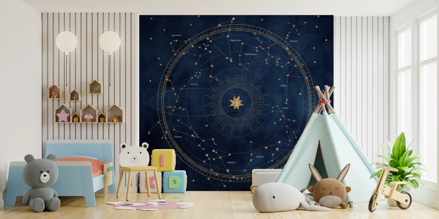 Cobalt Astro Wheel Wall Mural