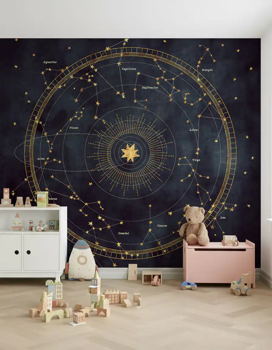 Indigo Astro Wheel Wall Mural