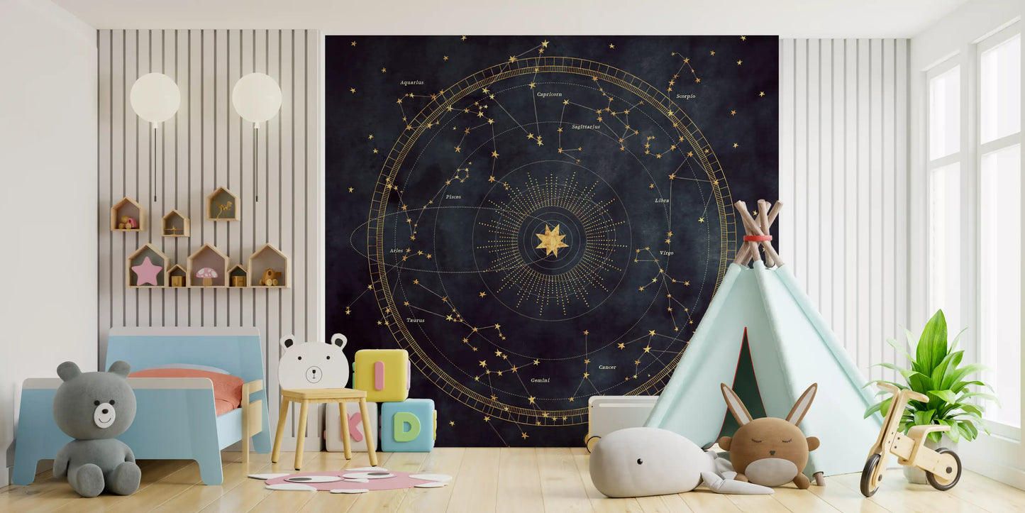Indigo Astro Wheel Wall Mural
