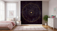 Papier peint panoramique mural Roue astrale aubergine