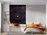 Papier peint panoramique mural Roue astrale aubergine