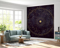 Papier peint panoramique mural Roue astrale aubergine