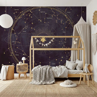 Papier peint panoramique mural Roue astrale aubergine