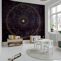 Papier peint panoramique mural Roue astrale aubergine