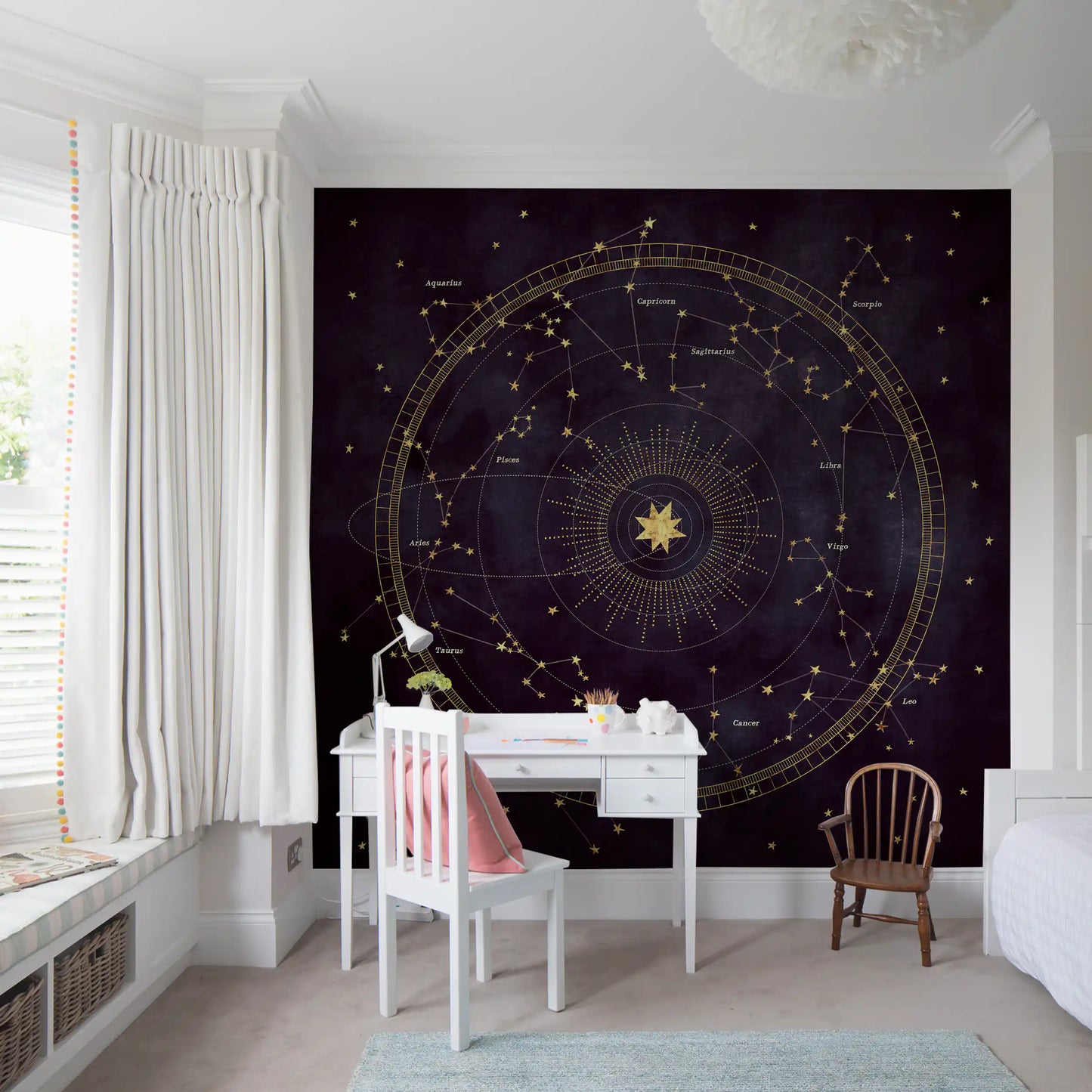 Papier peint panoramique mural Roue astrale aubergine