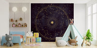 Papier peint panoramique mural Roue astrale aubergine