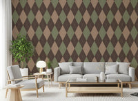 Winter Heritage – Argyle Harlequin geometrisk tidløs tapet i bløde, afdæmpede nuancer