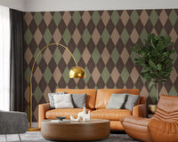 Winter Heritage – Argyle Harlequin geometrisk tidløs tapet i bløde, afdæmpede nuancer