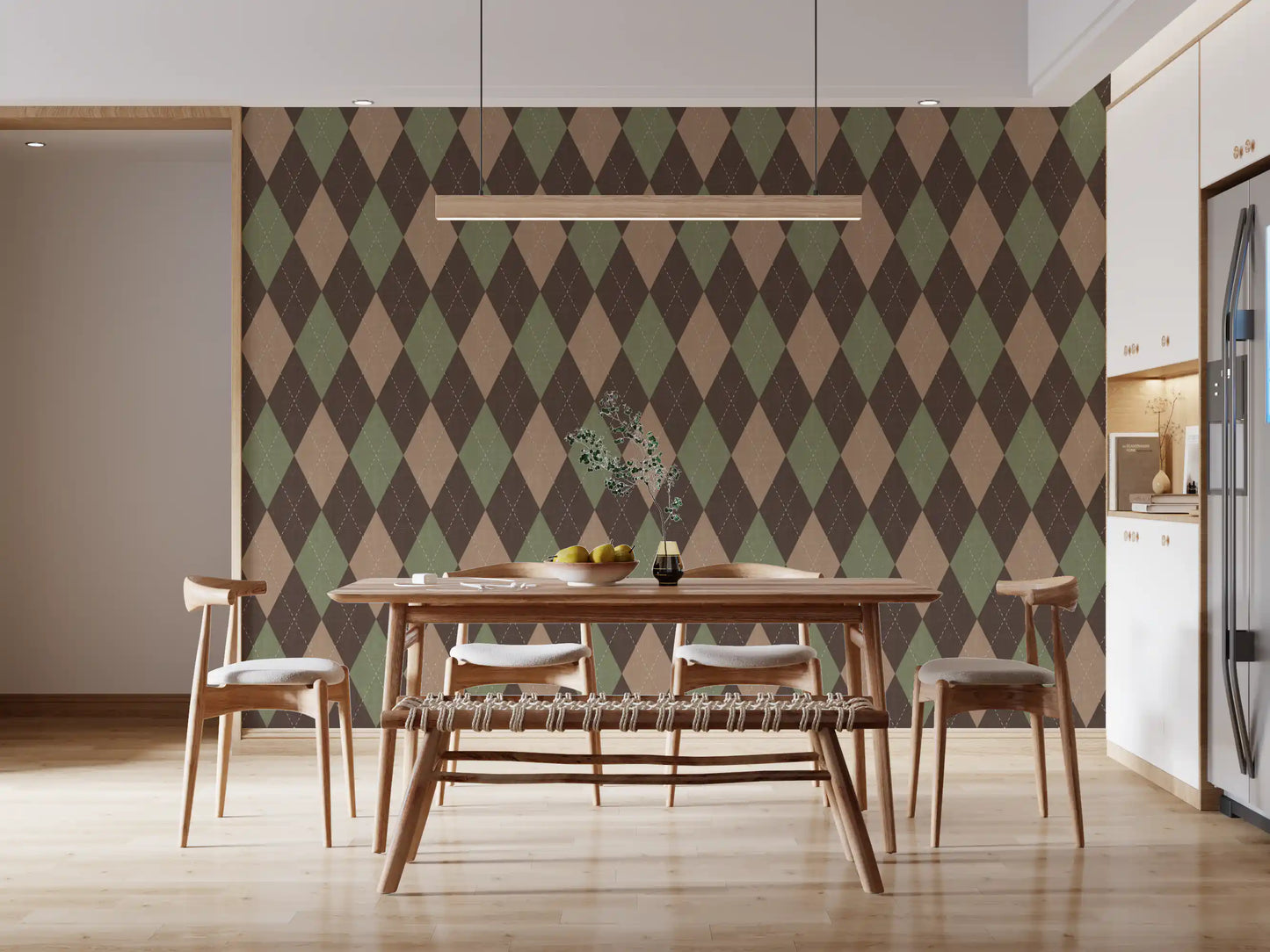 Winter Heritage – Argyle Harlequin geometrisk tidløs tapet i bløde, afdæmpede nuancer