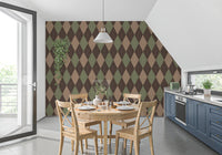 Winter Heritage – Argyle Harlequin geometrisk tidløs tapet i bløde, afdæmpede nuancer