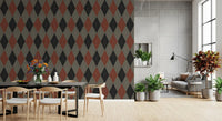 Winter Heritage - Argyle Harlequin Geometrisch Tijdloos - Behang in een Diepe, Krachtige Kleur