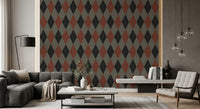 Winter Heritage - Argyle Harlequin Geometrisch Tijdloos - Behang in een Diepe, Krachtige Kleur