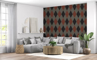Winter Heritage - Argyle Harlequin Geometrisch Tijdloos - Behang in een Diepe, Krachtige Kleur