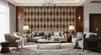 Winter Heritage - Argyle Harlequin Geometric Timeless - Rich Warm Tones Wallpaper⁠