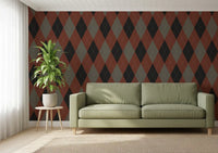 Winter Heritage – Argyle-Harlekin-Klassisches-Rautenmuster-Tapete – Tiefer, kräftiger Farbton