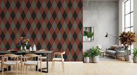 Winter Heritage – Argyle-Harlekin-Klassisches-Rautenmuster-Tapete – Tiefer, kräftiger Farbton