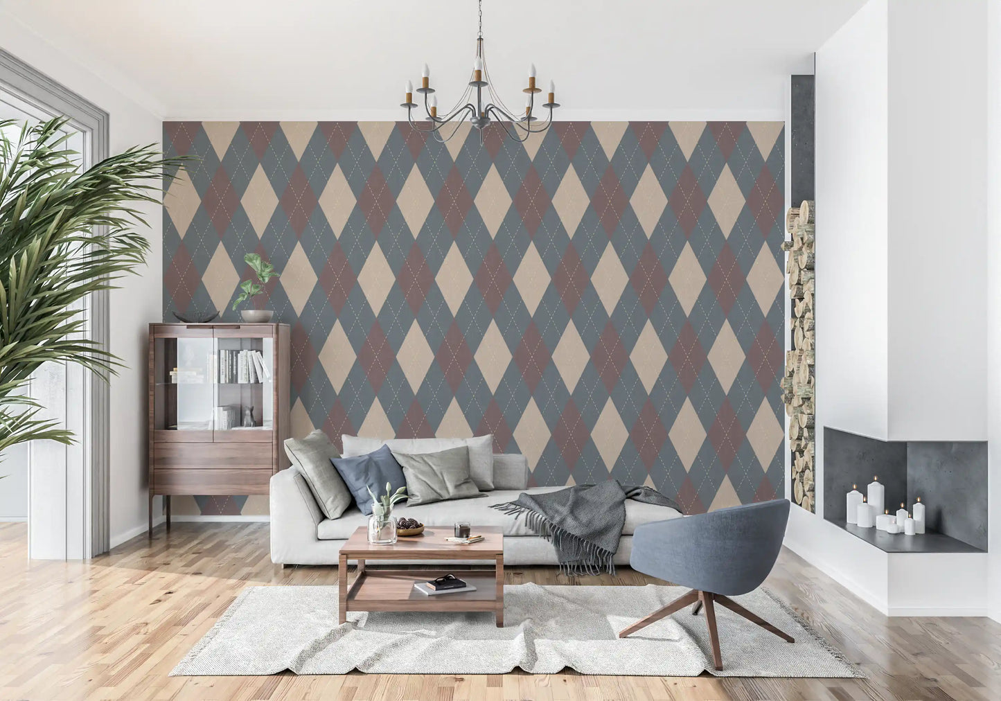 Winter Heritage - Argyle Harlequin Classic Diamond - Crisp Cool Tone Wallpaper⁠