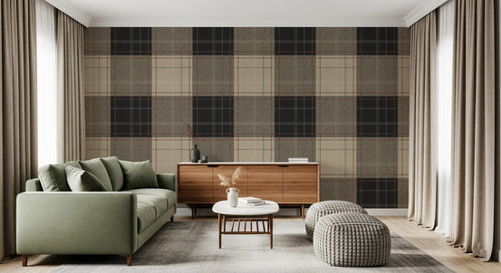 Héritage hivernal – Papier peint à carreaux tartan en damier, blocs audacieux à contraste élevé