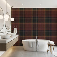 Winter Heritage - Tartan Checkerboard Plaid Block - Dark Moody Tone Wallpaper⁠