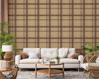 Winterliches Erbe – Fensterkaro-Tartan-Karomuster – Tapete in warmem Erdton