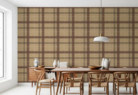 Winterliches Erbe – Fensterkaro-Tartan-Karomuster – Tapete in warmem Erdton