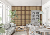 Winterliches Erbe – Fensterkaro-Tartan-Karomuster – Tapete in warmem Erdton