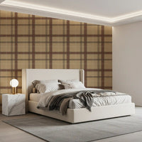 Winterliches Erbe – Fensterkaro-Tartan-Karomuster – Tapete in warmem Erdton
