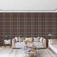 Winter Heritage – Karierter Tartan im Fensterscheibenmuster – Tapete in sanftem Taupe-Mix