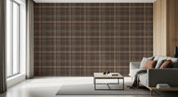 Winter Heritage – Karierter Tartan im Fensterscheibenmuster – Tapete in sanftem Taupe-Mix
