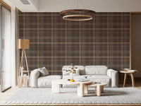 Winter Heritage – Karierter Tartan im Fensterscheibenmuster – Tapete in sanftem Taupe-Mix